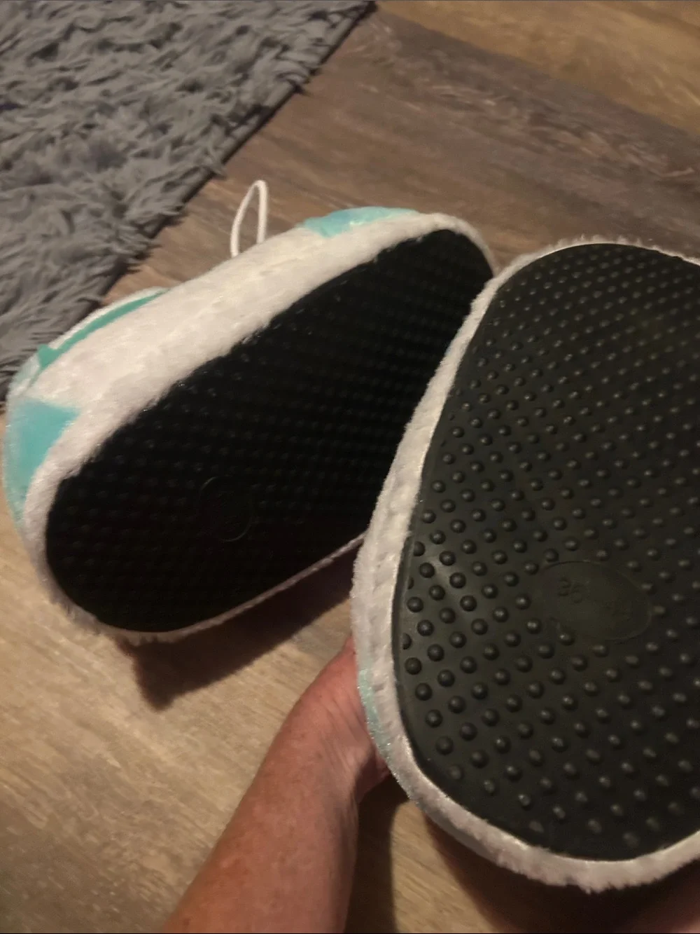 Nike Kids Teal and White Plush Bootie Slippers